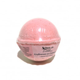 Гейзер (бурлящий шарик) для ванн КЛУБНИЧКА СО СЛИВКАМИ с морской солью и маслами,  120 ±15гр.