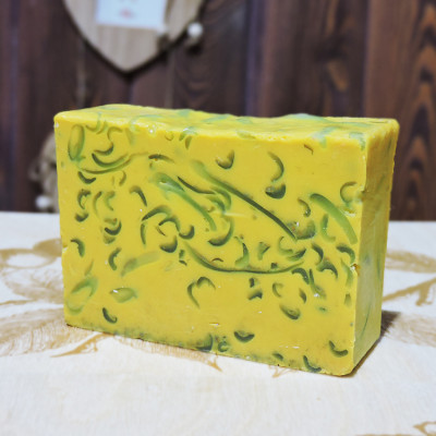 "Желтая глина с эфирным маслом бергамота" мыло твердое глицериновое ручной работы 100 гр.±5