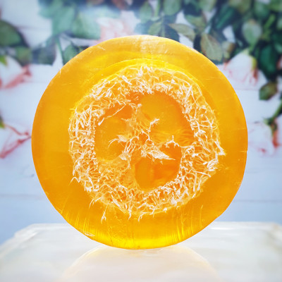 "Апельсин с люфой" мыло твердое глицериновое ручной работы 100 гр.±5